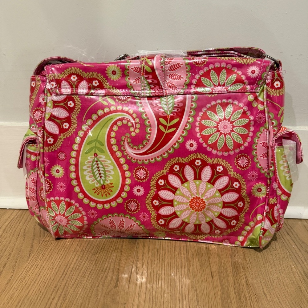 Kalencom 11" Coated Midi Buckle Diaper Bag, Gypsy Paisley Cotton Candy - Picture 3 of 4